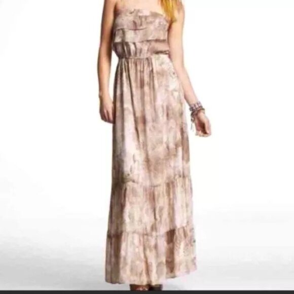 Express Womens Small Snake Print Chiffon Maxi Dress Ruffle Detail Sleeveless - Picture 1 of 9